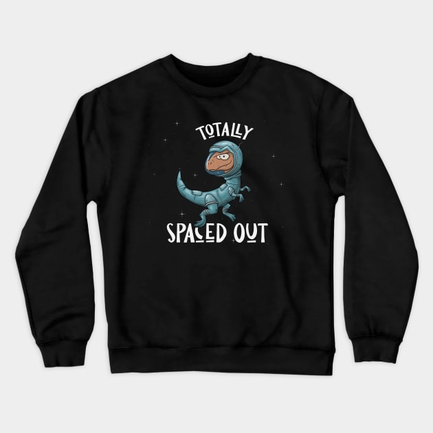 Spaced Out Dinosaur Astronaut in Outer Space Velociraptor Crewneck Sweatshirt by SkizzenMonster